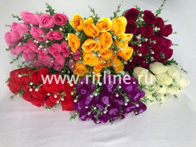 Букет роз "FITTONE", 18г., выс. 42см, цв.микс