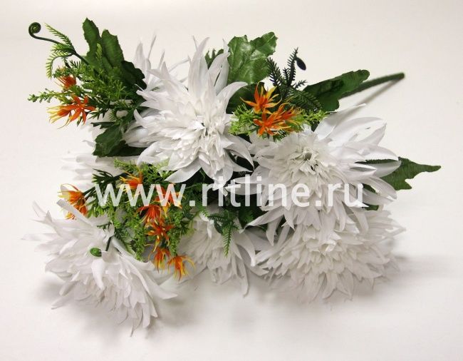 Букет георгинов с добавками "Fittone", 12г, выс.43cm, цв.mix, плотный шёлк