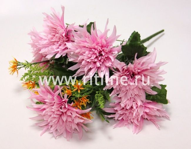 Букет георгинов с добавками "Fittone", 12г, выс.43cm, цв.mix, плотный шёлк