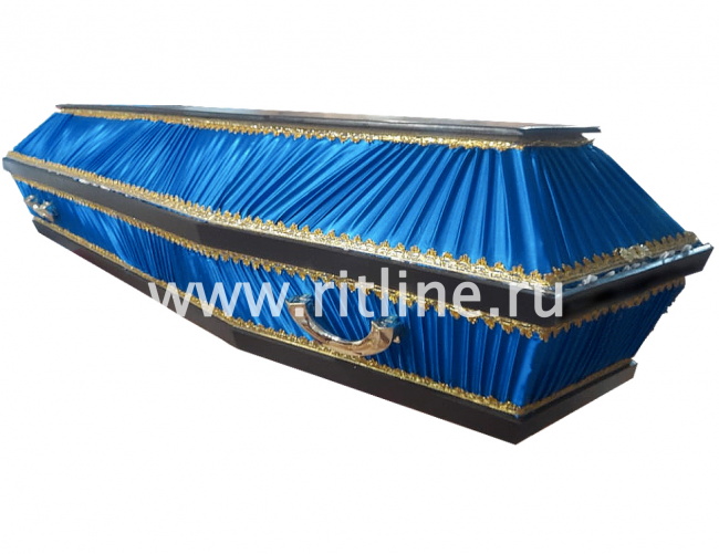 Гроб комбинированный 6-ти гранник, цв.синий