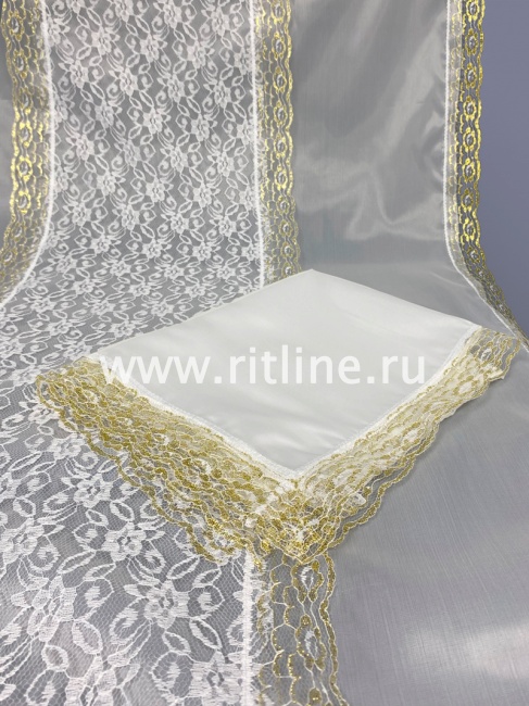 Комплект (шелк, белый гипюр, кружево) "FITTONE"