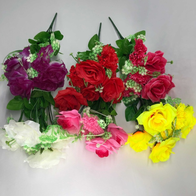 Букет роз с добавками "FITTONE", 7г, выс. 41см, шелк, цв.микс