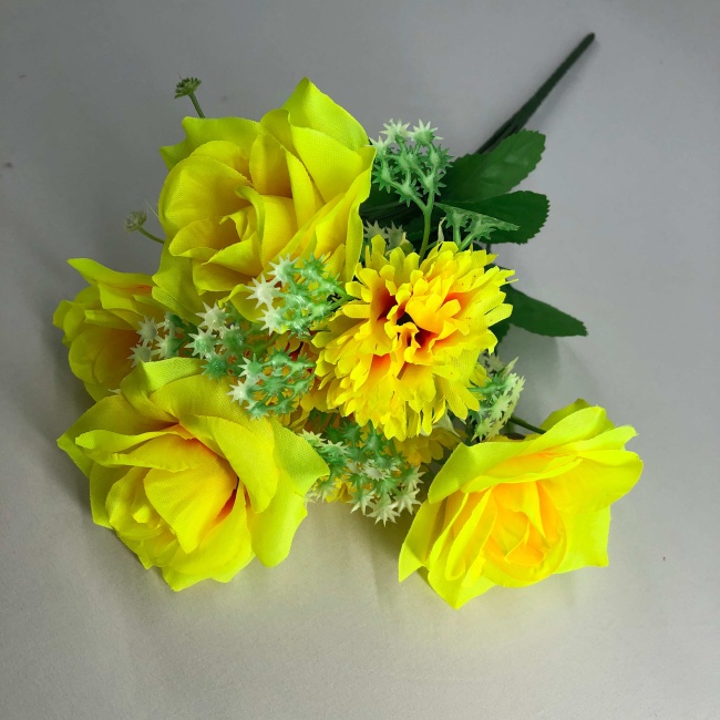 Букет роз с добавками "FITTONE", 7г, выс. 41см, шелк, цв.микс