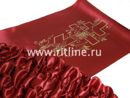 Обивка атлас, "Крест с цветком", цв. бордо "FITTONE" Обивка атлас, "Крест с цветком", цв. бордо "FITTONE"