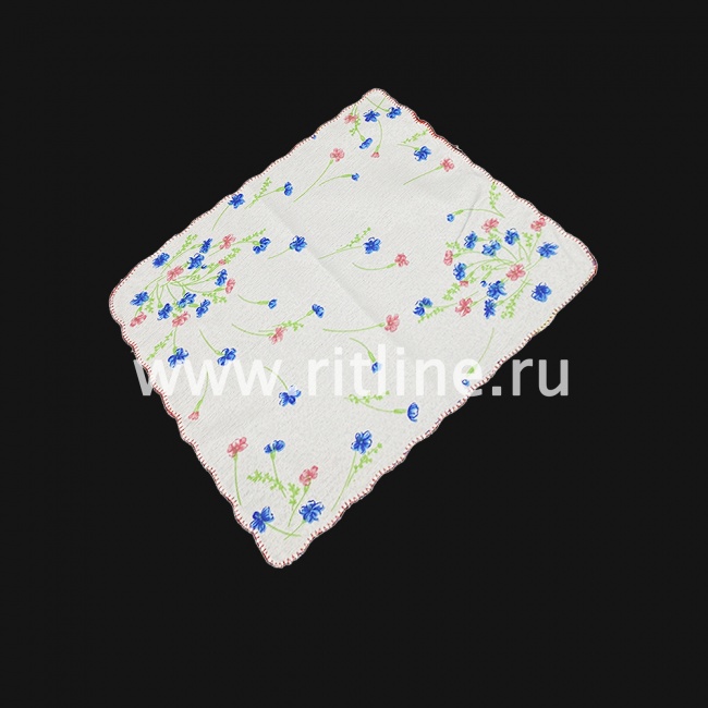 Платок носовой женский с фигурной обшивкой, цв. микс FITTONE