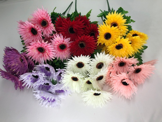 Букет гербер "FITTONE", 7г., выс. 52см, цв.микс