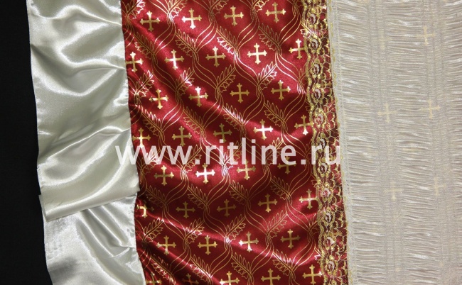 Комплект (Н+П) атлас бордо с накатом, атлас-жатка, обшит воланом