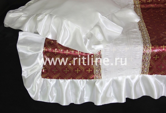 Комплект (Н+П) атлас бордо с накатом, атлас-жатка, обшит воланом