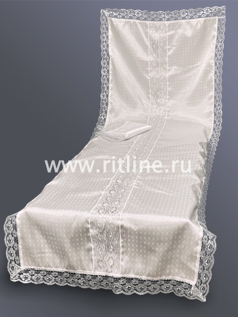 Комплект (атлас-жаккард "Крестик", кружево белое с серебром) FITTONE