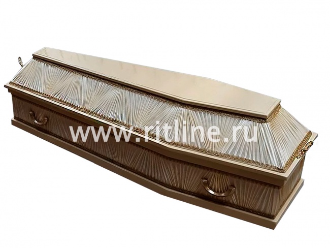 Гроб комби 6-ти гранник, цв.шампань-гофре, слоновая кость р.180 "MOREFIX" Гроб комби 6-ти гранник, цв.шампань-гофре, слоновая кость р.180 "MOREFIX"