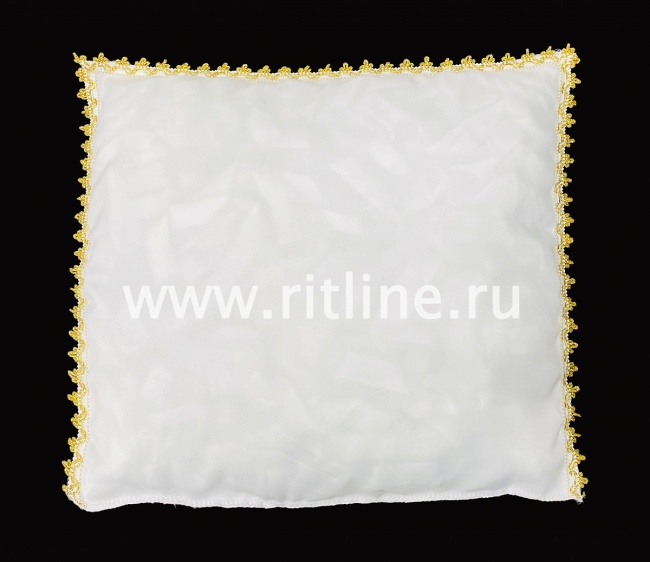 Подушка, габардин, тесьма белая с золотом, 50*45, цв. белый "FITTONE"