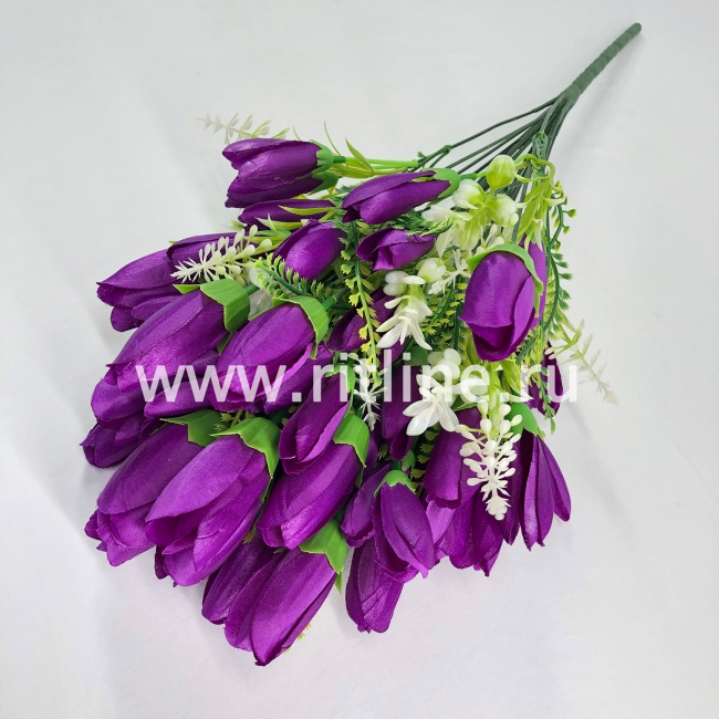 Букет крокусов с травкой "FITTONE", 18 веток, 54г, выс. 52см, цв.микс Букет крокусов с травкой "FITTONE", 18 веток, 54г, выс. 52см, цв.микс