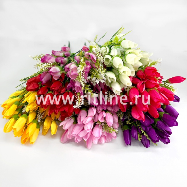 Букет крокусов с травкой "FITTONE", 18 веток, 54г, выс. 52см, цв.микс Букет крокусов с травкой "FITTONE", 18 веток, 54г, выс. 52см, цв.микс