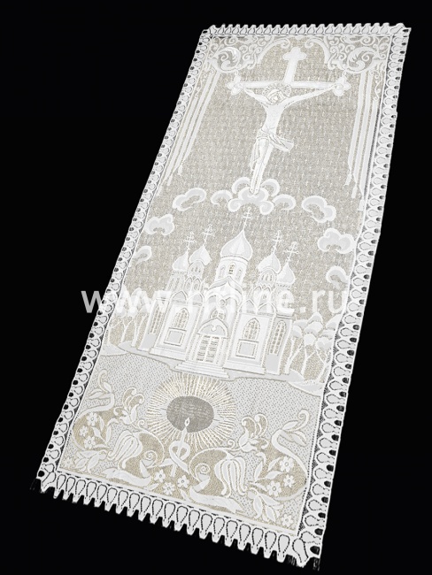Покрывало тюлевое "Храм и Распятие" на подложке, 80х215 FITTONE