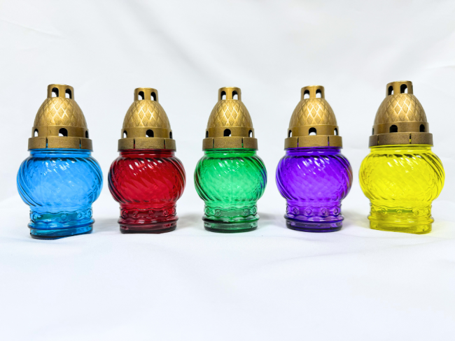 Лампада стеклянная (150х80, крышка пластик, цв. микс) FITTONE