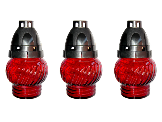 Лампада стеклянная (150х80, крышка пластик, цв. красный) FITTONE