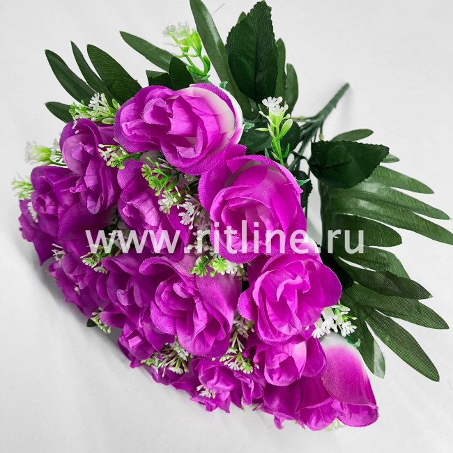 Букет роз с травкой "FITTONE", 18г, выс. 40см, цв.микс Букет роз с травкой "FITTONE", 18г, выс. 40см, цв.микс