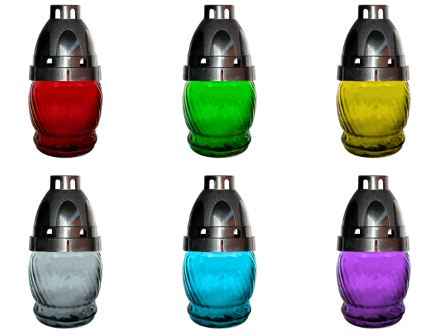 Лампада стеклянная (135х70, крышка пластик, цв. микс с прозрачным) FITTONE