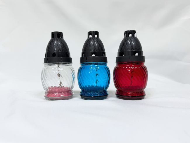 Лампада стеклянная (140х70, крышка пластик, цв. микс с прозрачным) FITTONE