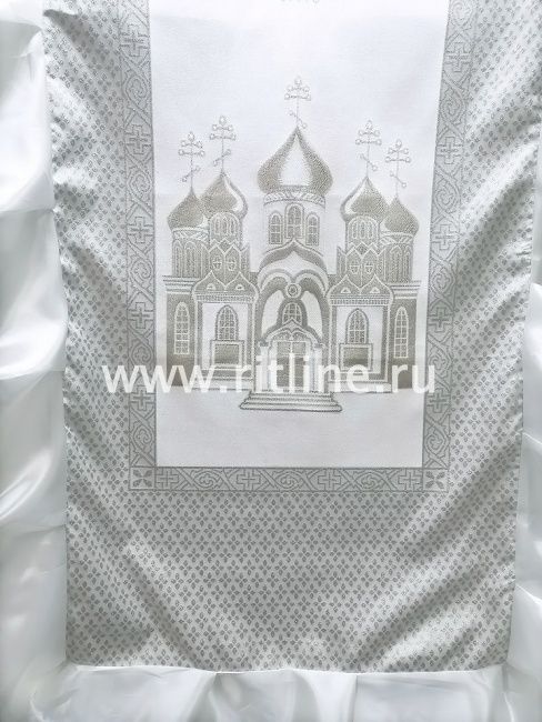 Комплект Элитный "Архангел" (парча серебряная с люрексом "Крест и Храм", волан) FITTONE LUXE