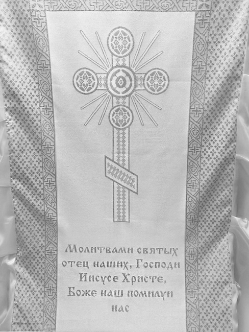 Комплект Элитный "Архангел" (парча серебряная с люрексом "Крест и Храм", волан) FITTONE LUXE