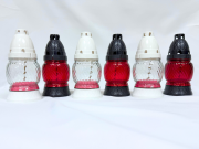 Лампада стеклянная (160х70, крышка пластик, цв. красно-белый микс) FITTONE