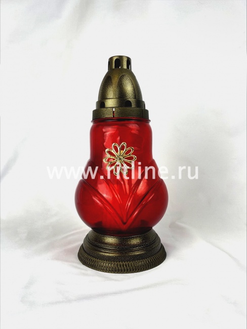 Лампада стекло, крышка пластик, красный цвет, 250х130  "FITTONE"