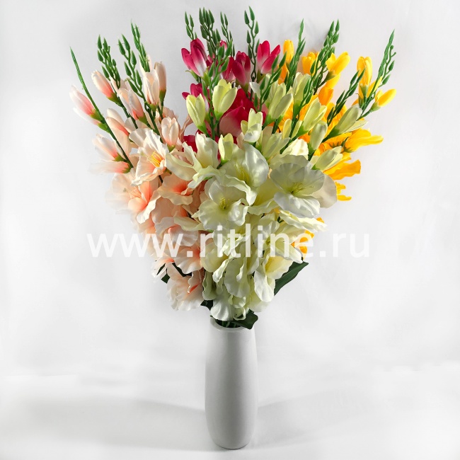 Букет гладиолусов "FITTONE", 25г, выс. 70см, цв.микс