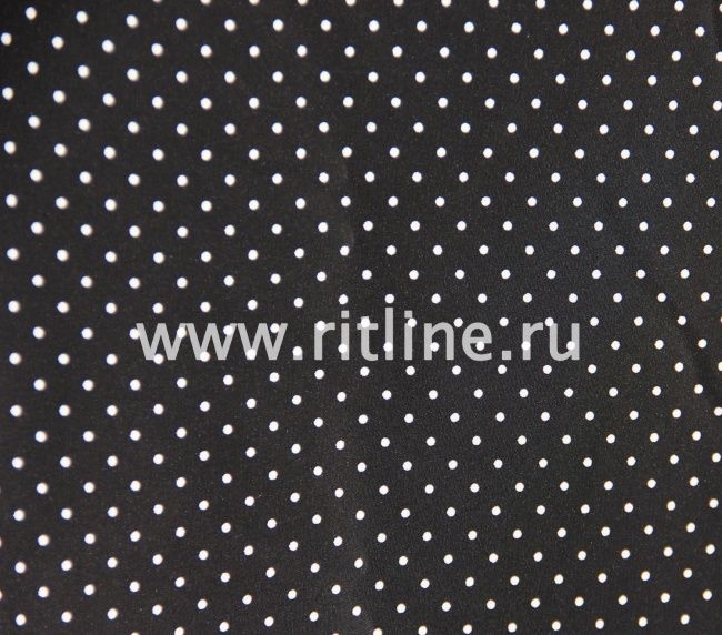 Крепдешин "Горошек", цв.черный, ширина 1,5 м