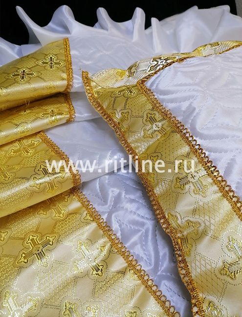 Комплект КТПВ (Н+П) (термостежка атлас белый, парча золото, волан, тесьма)  "FITTONE Luxe"