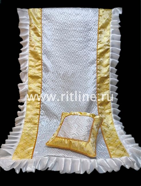 Комплект КТПВ (Н+П) (термостежка атлас белый, парча золото, волан, тесьма)  "FITTONE Luxe"
