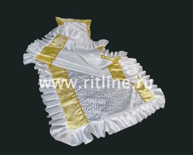 Комплект КТПВ (Н+П) (термостежка атлас белый, парча золото, волан, тесьма)  "FITTONE Luxe"