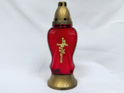 Лампада стеклянная с декором (300х120, крышка пластик, цв. красный) FITTONE