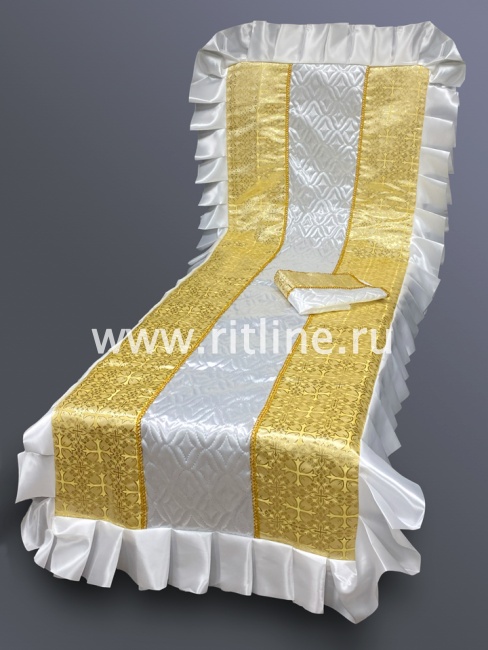 Комплект Элитный (атласная т/с "Венеция", парча "Крест с узором", волан, тесьма) FITTONE LUXE
