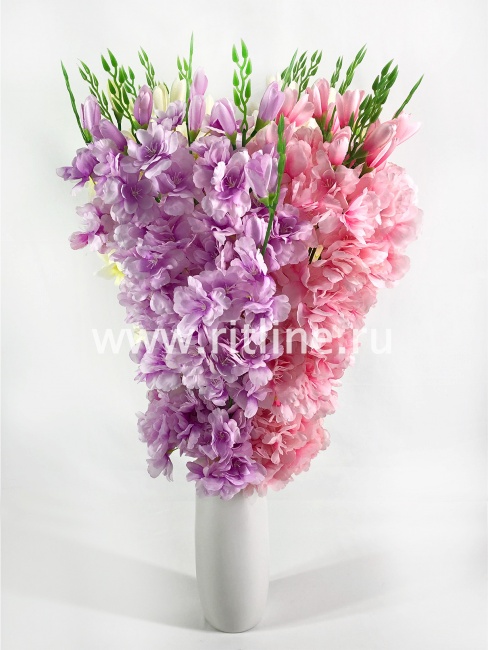 Букет дельфиниума "FITTONE", 3 ветви по 5г, выс. 64см, атлас, цв.микс Букет дельфиниума "FITTONE", 3 ветви по 5г, выс. 64см, атлас, цв.микс