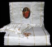 Комплект (атласная т/с "Венеция", атлас с принтом "Иисус", атласная вышивка) FITTONE Комплект (атласная т/с "Венеция", атлас с принтом "Иисус", атласная вышивка) FITTONE