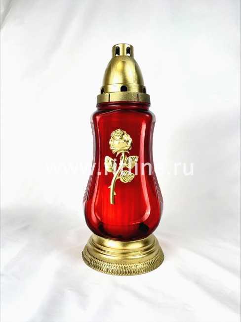 Лампада стекло, крышка пластик, красный цвет, 290х120  "FITTONE"