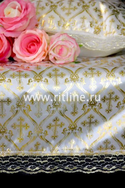 Комплект (атлас с накатом "ажурный крест", кружево) FITTONE