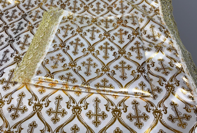 Комплект (атлас с накатом "Ажурный крест", кружево) FITTONE
