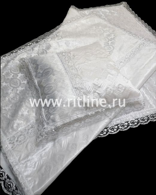 Комплект КТПК (Н+П) (термостежка крест, парча серебро, кружево) "FITTONE Luxe" Комплект КТПК (Н+П) (термостежка крест, парча серебро, кружево) "FITTONE Luxe"