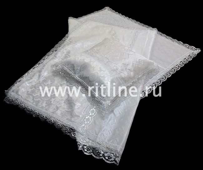 Комплект КТПК (Н+П) (термостежка крест, парча серебро, кружево) "FITTONE Luxe" Комплект КТПК (Н+П) (термостежка крест, парча серебро, кружево) "FITTONE Luxe"