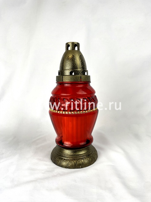 Лампада стекло, крышка пластик, красный цвет, 250х110  "FITTONE"