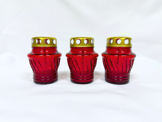 Лампада стеклянная (110х75, крышка металл, цв. красный) FITTONE