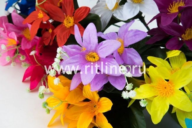 Букет орхидеи "Fittone", 5г, выс.20см, атлас, цв.микс