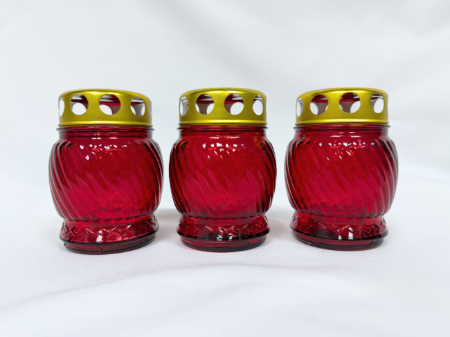 Лампада стеклянная (97х70, крышка металл, цв. красный) FITTONE