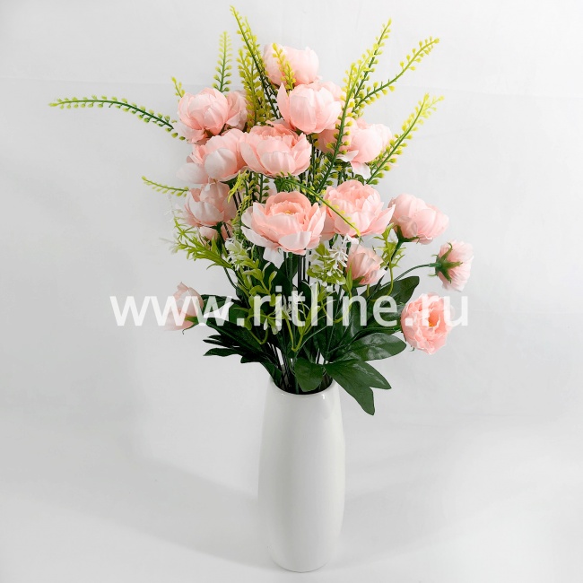 Букет пионов с травкой "FITTONE", 18г, выс. 52см, цв.микс