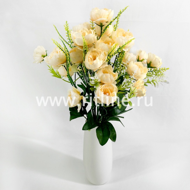 Букет пионов с травкой "FITTONE", 18г, выс. 52см, цв.микс