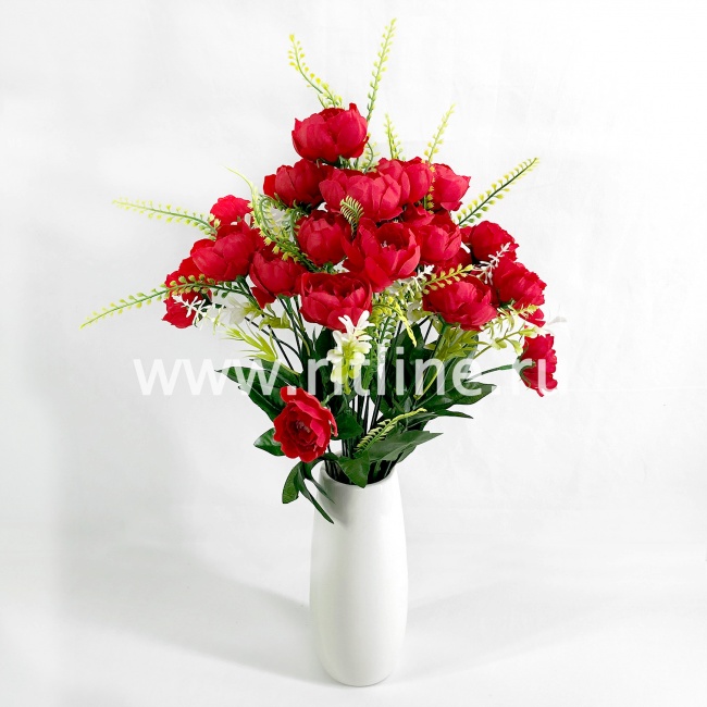 Букет пионов с травкой "FITTONE", 18г, выс. 52см, цв.микс