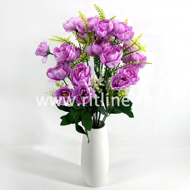 Букет пионов с травкой "FITTONE", 18г, выс. 52см, цв.микс