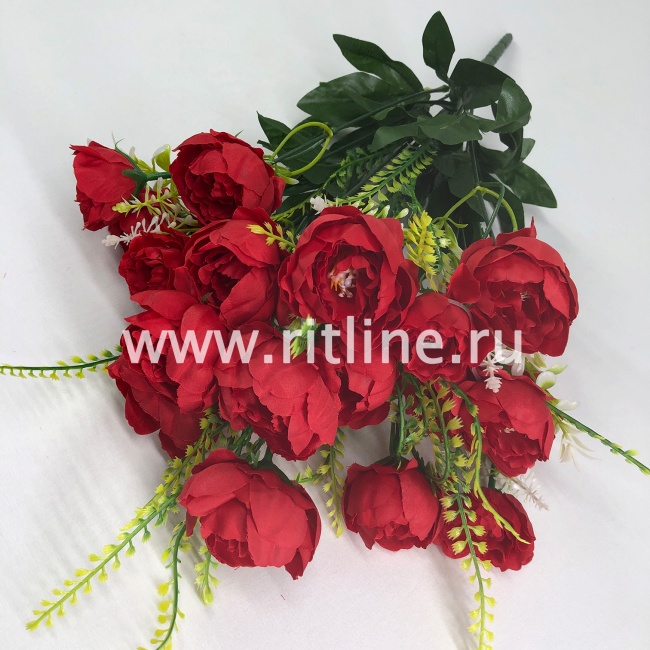 Букет пионов с травкой "FITTONE", 18г, выс. 52см, цв.микс